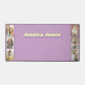 Pastel Paarse geel schattige naam fotocollage Bureaumat (Voorkant)