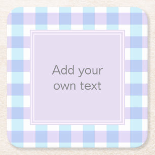 Pastel Paarse Gingham Aangepaste Tekst Kartonnen Onderzetters