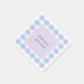 Pastel Paarse Gingham Aangepaste Tekst Servet (Hoek)