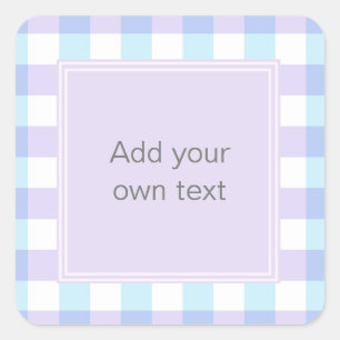 Pastel Paarse Gingham - Aangepaste tekst Vierkante Sticker