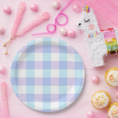 Pastel Paarse Gingham Papieren Bordje (Feest)