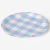 Pastel Paarse Gingham Papieren Bordje (Gekanteld)