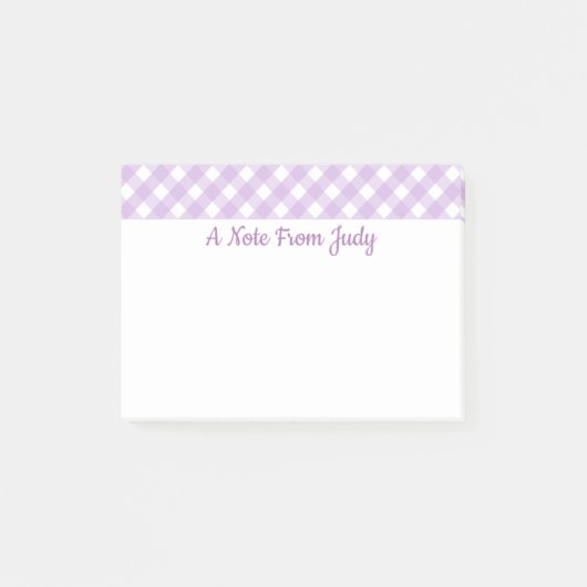 Pastel Paarse Gingham Patroon Post-it® Notes (Voorkant)