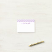 Pastel Paarse Gingham Patroon Post-it® Notes (Op bureau)