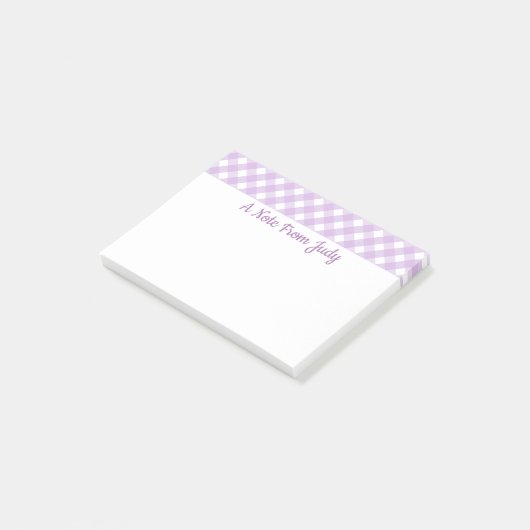 Pastel Paarse Gingham Patroon Post-it® Notes (Schuin)