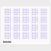 Pastel Paarse Gingham Patroon Vierkante Sticker (Vel)