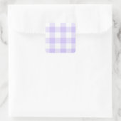 Pastel Paarse Gingham Patroon Vierkante Sticker (Tas)
