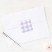Pastel Paarse Gingham Patroon Vierkante Sticker (Envelop)