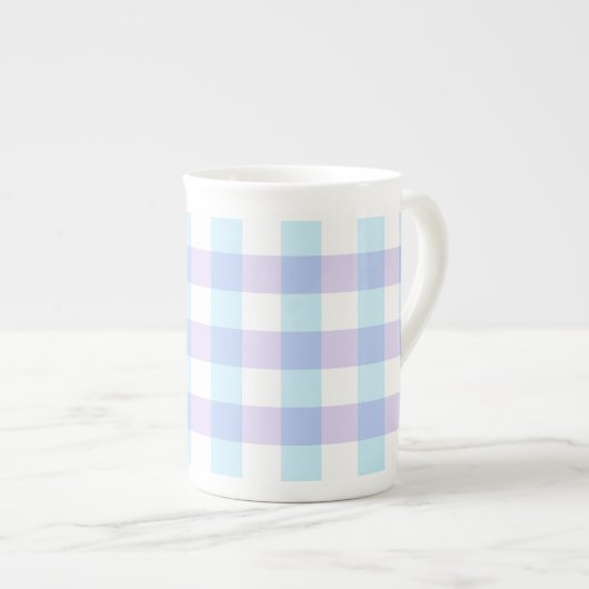 Pastel Paarse Gingham Porselein Kop (Voorkant rechts)