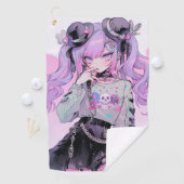 Pastel Paarse Gothic Lolita Anime Girl Golfhanddoek (Insitu)