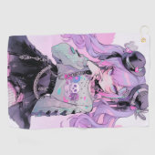 Pastel Paarse Gothic Lolita Anime Girl Golfhanddoek (Horizontaal)