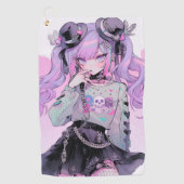 Pastel Paarse Gothic Lolita Anime Girl Golfhanddoek (Voorkant)