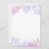 Pastel Paarse Gouden Bloem Eerste Heilige Communie Kaart (Achterkant)