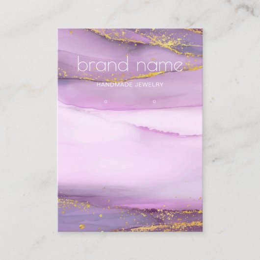 Pastel Paarse gouden randen Oorbel Houder Visitekaartje (Voorkant)