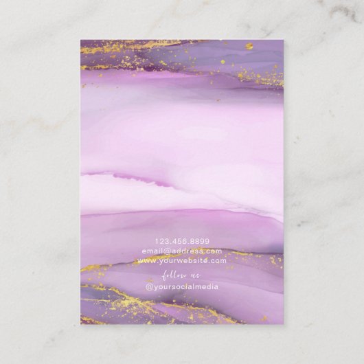 Pastel Paarse gouden randen Oorbel Houder Visitekaartje (Achterkant)