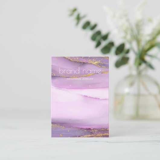 Pastel Paarse gouden randen Oorbel Houder Visitekaartje (Staand voorkant)