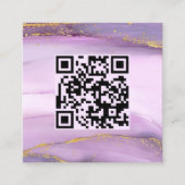 Pastel Paarse Gouden Randen QR Code Minimalistisch Vierkante Visitekaartje (Voorkant)