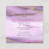 Pastel Paarse Gouden Randen QR Code Minimalistisch Vierkante Visitekaartje (Achterkant)