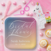 Pastel Paarse Gradient Ombre Script Vrijgezellenfe Papieren Bordje (Feest)