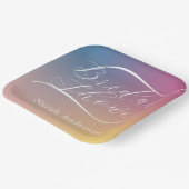 Pastel Paarse Gradient Ombre Script Vrijgezellenfe Papieren Bordje (Gebogen)