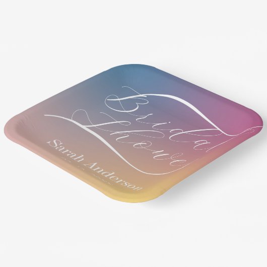 Pastel Paarse Gradient Ombre Script Vrijgezellenfe Papieren Bordje (Gebogen)