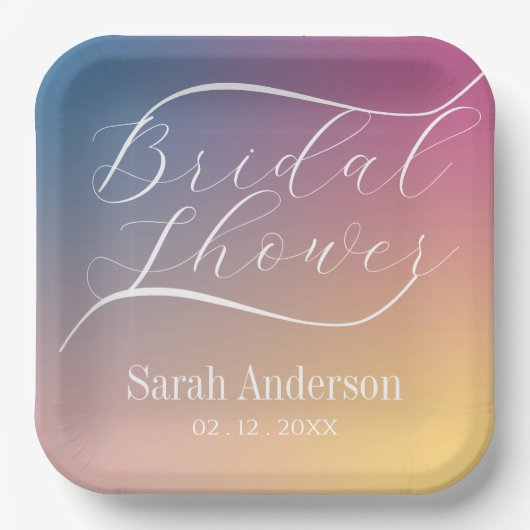 Pastel Paarse Gradient Ombre Script Vrijgezellenfe Papieren Bordje (Voorkant)