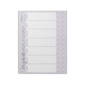 Pastel Paarse grijze Quatrefoil met weekly Planner Notitieblok (Linkerzijde)
