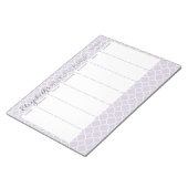 Pastel Paarse grijze Quatrefoil met weekly Planner Notitieblok (Schuin)