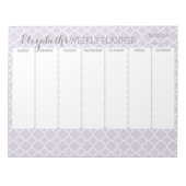 Pastel Paarse grijze Quatrefoil met weekly Planner Notitieblok (Voorkant)
