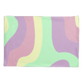 Pastel Paarse Groene Abstracte Golvende Lijnpatroo Kussensloop (Achterkant-Links)