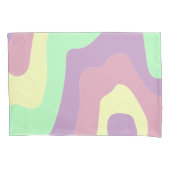 Pastel Paarse Groene Abstracte Golvende Lijnpatroo Kussensloop (Voorkant-Links)