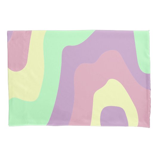 Pastel Paarse Groene Abstracte Golvende Lijnpatroo Kussensloop (Voorkant-Links)