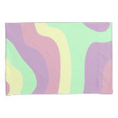 Pastel Paarse Groene Abstracte Golvende Lijnpatroo Kussensloop (Voorkant-Rechts)