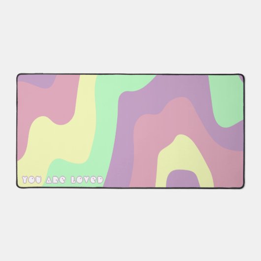 Pastel Paarse Groene Abstracte Lijnen Patroon Slog Bureaumat (Voorkant)