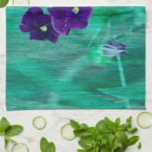 Pastel Paarse Groene Pansies gestileerd Theedoek (Gevouwen)