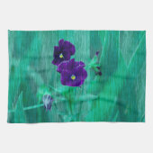 Pastel Paarse Groene Pansies gestileerd Theedoek (Horizontaal)