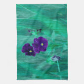 Pastel Paarse Groene Pansies gestileerd Theedoek (Verticaal)