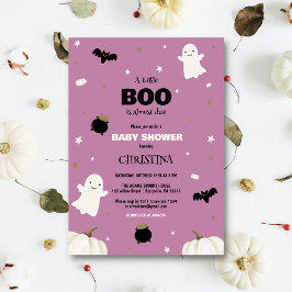 Pastel Paarse Halloween Little Boo Baby shower Kaart