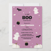 Pastel Paarse Halloween Little Boo Baby shower Kaart (Voorkant)