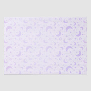 Pastel Paarse Halve Maan en Sterren Halloween Tissuepapier