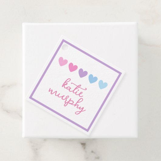 Pastel Paarse Hart Meisjes Gift Label (In situ)