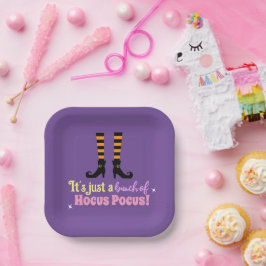 Pastel Paarse Hocus Pocus Halloween Heksenpoot Papieren Bordje