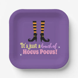 Pastel Paarse Hocus Pocus Halloween Heksenpoot Papieren Bordje