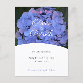 Pastel Paarse Hydrangea Trouw 'Save the Date' Uitnodiging Briefkaart
