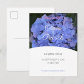 Pastel Paarse Hydrangea Wedding Save the Date Uitnodiging Briefkaart (Voorkant / Achterkant)