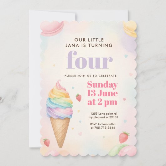 Pastel Paarse ijsverjaardag | Girl Sweet Kaart (Voorkant)