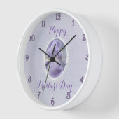 Pastel Paarse Iris Moederdag ronde wandklok (Hoek)