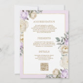 Pastel Paarse Ivoor Floral Gold All in One Wedding Kaart (Achterkant)