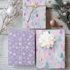 Pastel Paarse Kerstmis Inpakpapier Vel