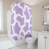 pastel paarse koe print kawaii douchegordijn (In situ)